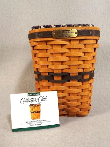 Longaberger JW Miniature Waste Basket 1997 Collector Club Brochure Liner Cover