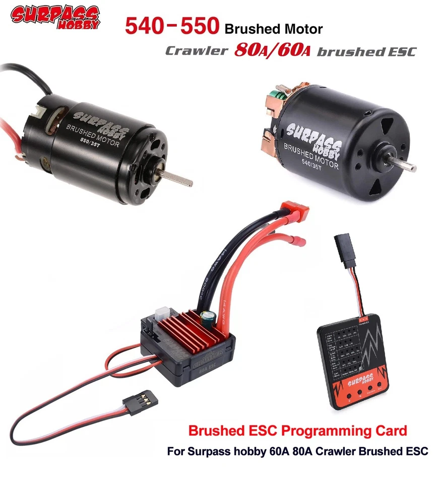 Surpass Hobby Waterproof Brushed Motor  540/550+ESC 60/80A combo for RC car 1/10 - Immagine 1 di 4