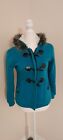 Me Jane Size L 14 blue Fluffy Faux Fur Winter Jacket Holiday Christmas free  