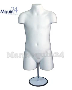 CHILD TORSO DRESS FORM MANNEQUIN w/TABLE TOP STAND + HOOK FOR HANGING - Picture 1 of 6