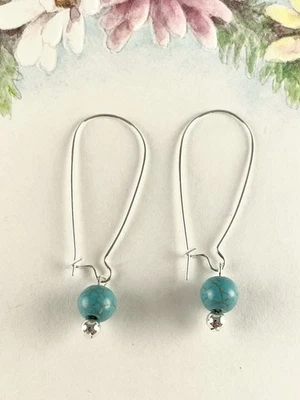Pendientes colgantes de plata azul turquesa para mujer joyería artesanal de moda Foto 1 de 2
