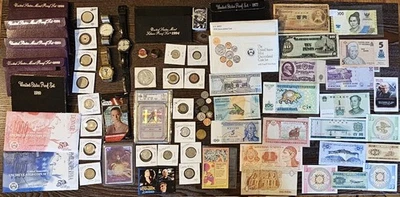 Junk Drawer Lot Coins, Foreign Currency, Silver, Trading Cards, Jewelry Lot #3 - Image 1 of 4