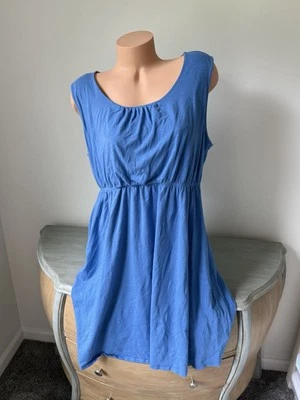 Vestido regata Lands End XL 18-20 sem mangas azul elástico cintura algodão rayon - Imagem 1 de 4