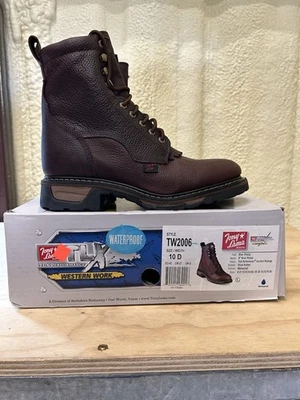 Tony Lama 8" Briar Pitstop TW2006 Botas Impermeables con Cordones Para Hombre Talla 10 D Foto 1 de 4