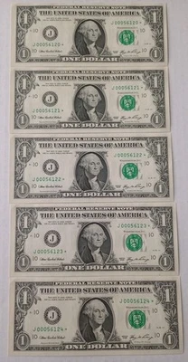 (5) $1 Dollar Bill 💵 Star Note 2006 Fort Worth J Uncirculated Low Serial Number - Image 1 of 4