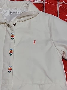 YSL Yves Saint Laurent Girls 4-5Y Ivory Embroidered Logo Jacket Zip/Snaps #6 - Picture 1 of 12
