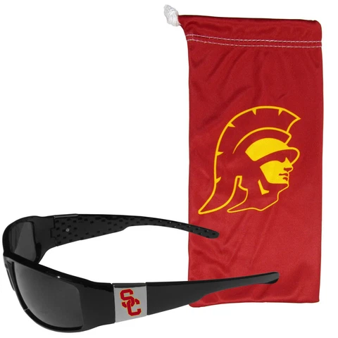 USC Trojans Chrome Wrap Sunglasses with Microfiber Bag NCAA Licensed Cover