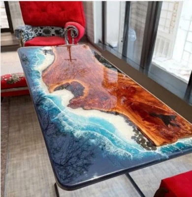 Epoxy Table Top Modern and Eye-Catching Centerpiece Art Furniture - 96" x 48" - Image 1 of 4