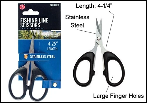SE SC1339BK 4-1/4" Fishing Line Scissors Stainless Steel With Black Handles