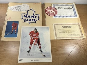 Gordie Howe Hockeyschule signiertes Foto Doc Patch + Alex Delvecchio rote Flügel - Bild 1 von 9