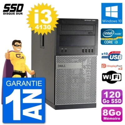 PC tour DELL 7020 Intel Core i3-4130 RAM 8Go SSD 120Go Windows 10 Wifi - Imagen 1 de 3