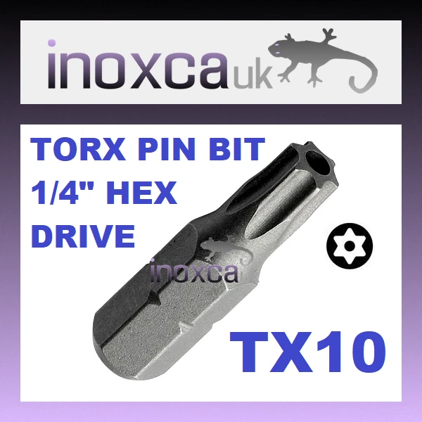 60 T10 TX10 TORX PIN HOLE SECURITY HEXAGONAL BITS 1/4" HEX DRIVE 25mm LONG CR-V - Image 1 of 1