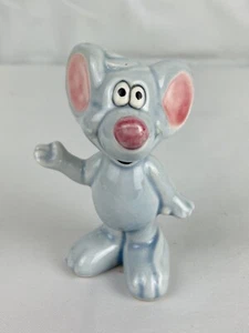 Vintage Figurine Little Gray Cartoon Mouse Mice Pink Nose & Ears - Picture 1 of 10