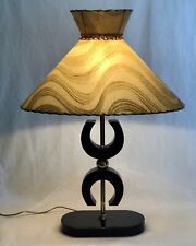 50s 60s Majestic Mid Century Modern Atomic Table Lamp, 2 Tiered Fiberglass Shade