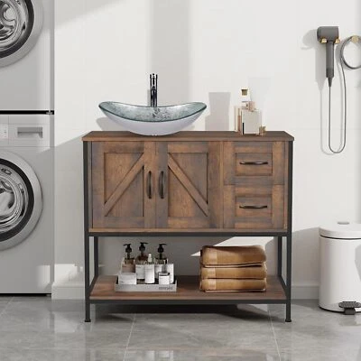 Mueble de almacenamiento independiente 36" 2 cajones estante abierto lavabo Foto 1 de 4