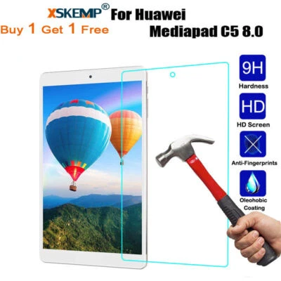 2X Tempered Glass Screen Protector Film For Huawei M5 Lite 8.0/10.0  C5 8.0/10.0 - Image 1 of 4
