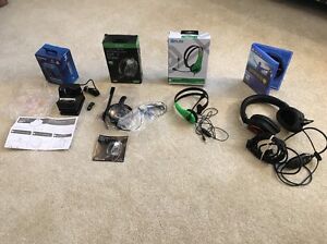 PS4 Xbox One PS3 Headsets And Charging Stand Lot FOR PARTS ONLY NOT WORKING