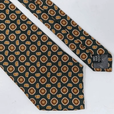 CORBATA DE SEDA HOMBRE DE HOY ITALIA VERDE MARRÓN PAISLEY FOULARD TEJIDO LUJO 4" X 60" Foto 1 de 3