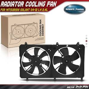 Radiator Dual Cooling Fan Assembly w/ Shroud for Mitsubishi Galant 04-12 L4 2.4L