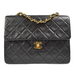 Chanel Classic Flap Square Chain Shoulder Bag Black Lambskin 3372440 97466