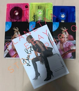 Dua Lipa Future Nostalgia  Blue Pink Green Neon Cassette Bundle + Signed Card - Picture 1 of 4