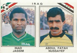 109 NAD JASSIN - FATAH NUSSAYEF # IRAK STICKER WORLD CUP MEXICO 1986 PANINI - A8 - Foto 1 di 2