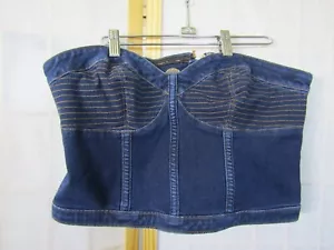 NWT Express Denim Corset Tank Top Zip Back Fitted Strapless Women's Size L - Picture 1 of 3