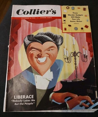 Collier's Magazine - Sept. 3, 1954 - Al Hirschfeld Liberace cover - Max Shulman - Image 1 of 4