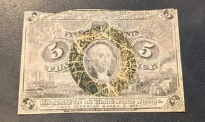 1863 5 Cent Fractional Note Bill Currency Washington 2nd Issue!!!!! - Picture 1 of 2
