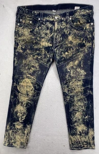 Pantalones de mezclilla acanalados True Religion Moto ajustados 44 lavado ácido callejeros - Imagen 1 de 15