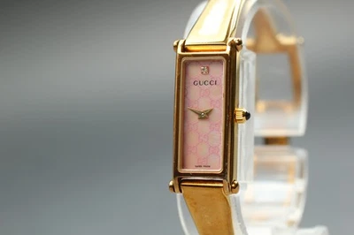 [Casi COMO NUEVO] Reloj de cuarzo para mujer Gucci 1500L esfera rosa 1P brazalete de diamantes suizo Foto 1 de 4