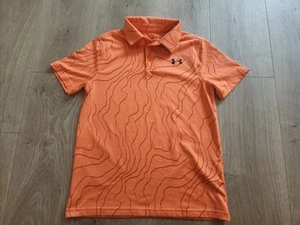 Under Armour shirt UA Golf Collared Short Sleeve Neon Orange YMD boys Med. Polo - Picture 1 of 3