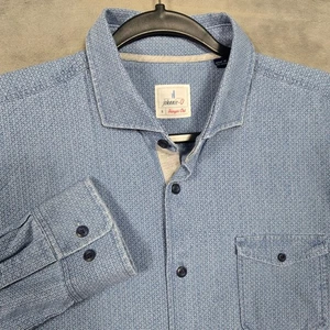 Johnnie-O hangin out blue wake geometric Hancock long sleeve shirt mens Large - Picture 1 of 12