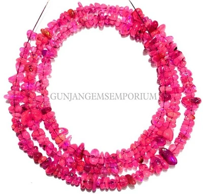 Rare Ethiopian Pink Opal Smooth Nugget Beads Natural Opal Neon Pink Necklace - Image 1 of 4
