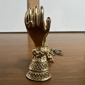 Vintage Gloved Hand Scarf Holder & Money Clip with Safety Chain - Gold Tone - Picture 1 of 24