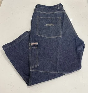Rocawear Jeans Mens 42x29 Blue Denim Carpenter Workwear Relaxed Fit Embroidered - Picture 1 of 15