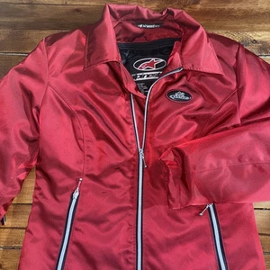 Vtg Alpinestars Stella Motorcycle Jacket Women Large Red Sheen Pads Lined Y2K - Picture 1 of 13