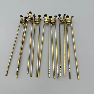 Vintage Japan Brass Candle Holders Prongs Tulip Style Inarco RARE Set 6 Tapered - Picture 1 of 7