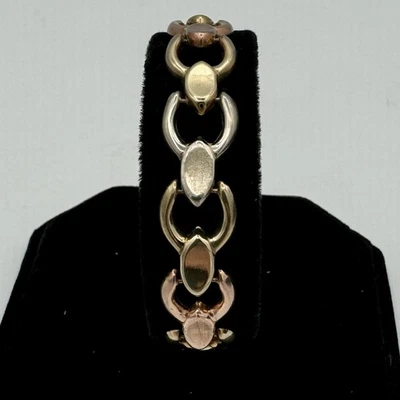 10k Tri-Color Gold Italian Link Bracelet 7" 13.0gr - Image 1 of 4