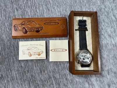Relic Classic American Cars 1963 Corvette Watch Leather Strap ZR 94703 Japan - Image 1 of 4