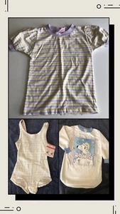 Girls 4T -6 Vintage Clothes Lot : Ring Neck T-Shirt Fleece Nightgown Swimsuit - Picture 1 of 12