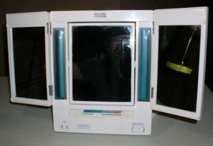Jerdon JGL9W Tri Fold Two Sided Lighted Makeup Mirror - White - Picture 1 of 8