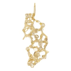 10k Yellow Gold Solid Free Form Nugget Charm Pendant 2" 9.4 grams - Picture 1 of 5