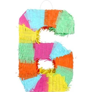 Rainbow Number 6 Pinata Pinyata Fiesta Mexican Llama 6th Birthday Party - Picture 1 of 1