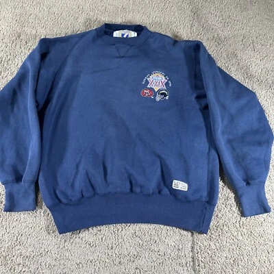 Vtg Super Bowl 29 Pullover Mens Large Blue 49ers Chargers Logo 7 NFL 1995 - Image 1 of 4