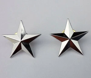 US Military One Stars General Rank Badge Pin Insignia PAIR - Picture 1 of 2