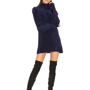 Free People New Moon Chenille Tunika Pullover Minikleid dunkelblau Größe L - Bild 1 von 11