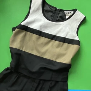 Vintage 80's 90's Size 9 DBY KTD Black Green  Striped Sleeveless Jumpsuit - Picture 1 of 7