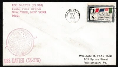 1966 Naval Cover Submarine USS DARTER  SS-576 -  FLEET POST OFFICE - Image 1 of 2