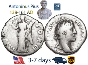 Ancient Roman Empire Coin Silver Denarius ANTONINUS PIUS 138-161 AD #20105 - Picture 1 of 3